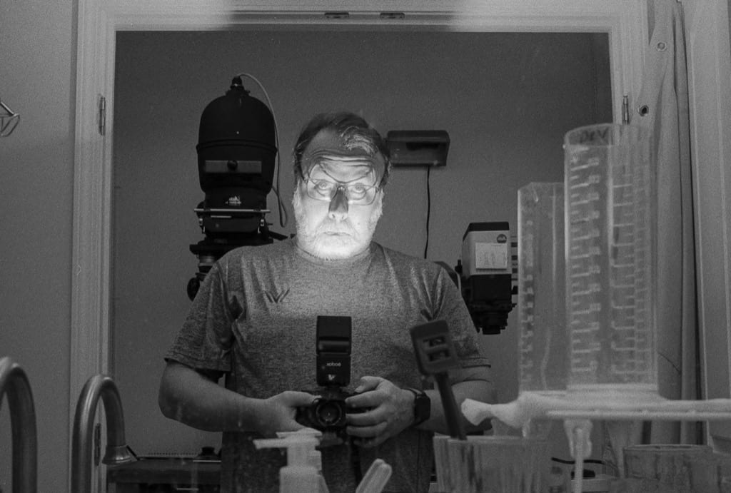 Self-portrait in mirror