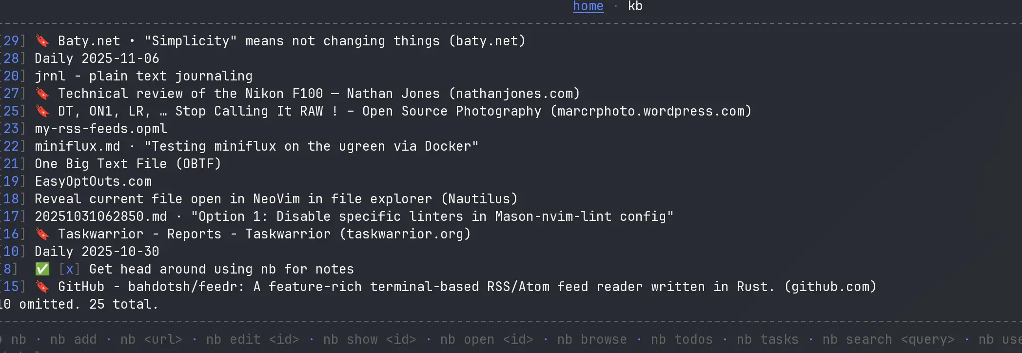 Screenshot of nb