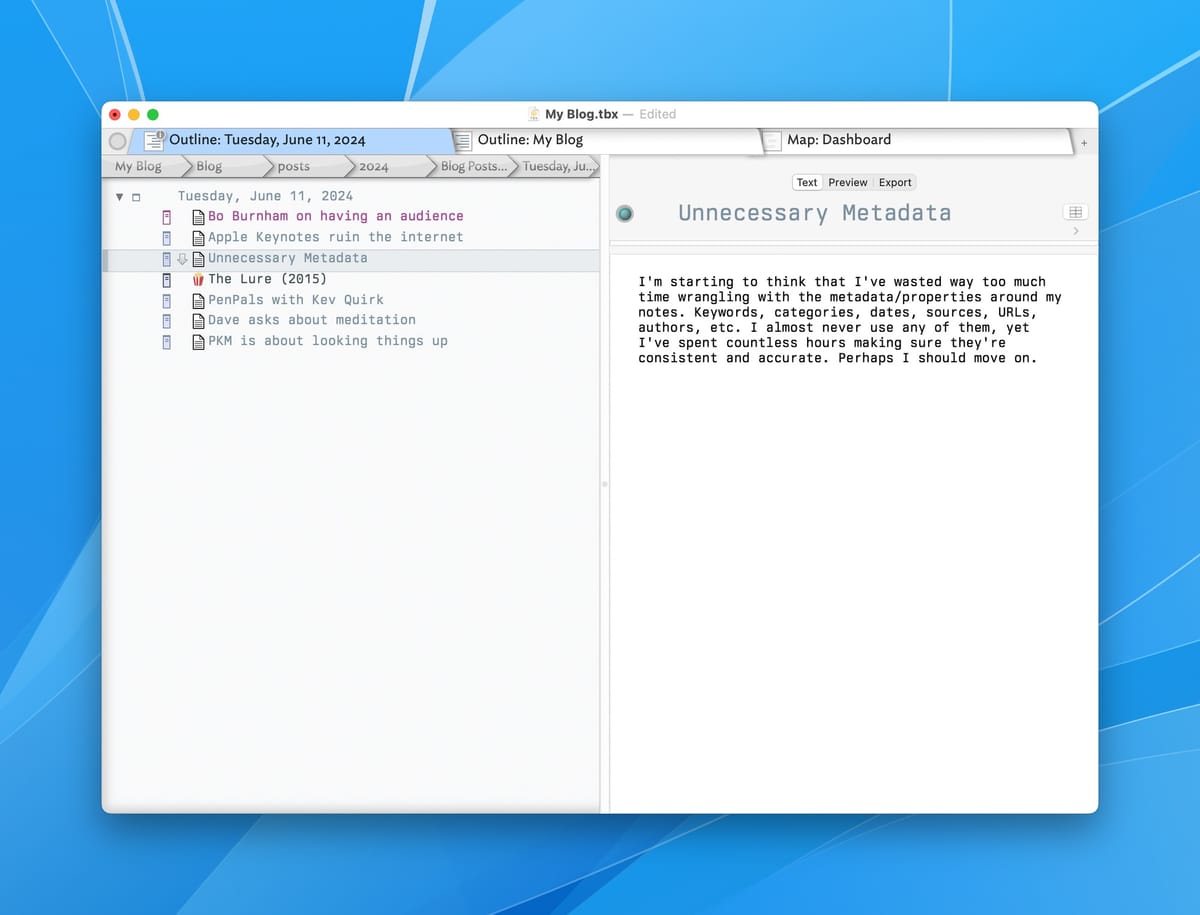 Writing a blog using Tinderbox