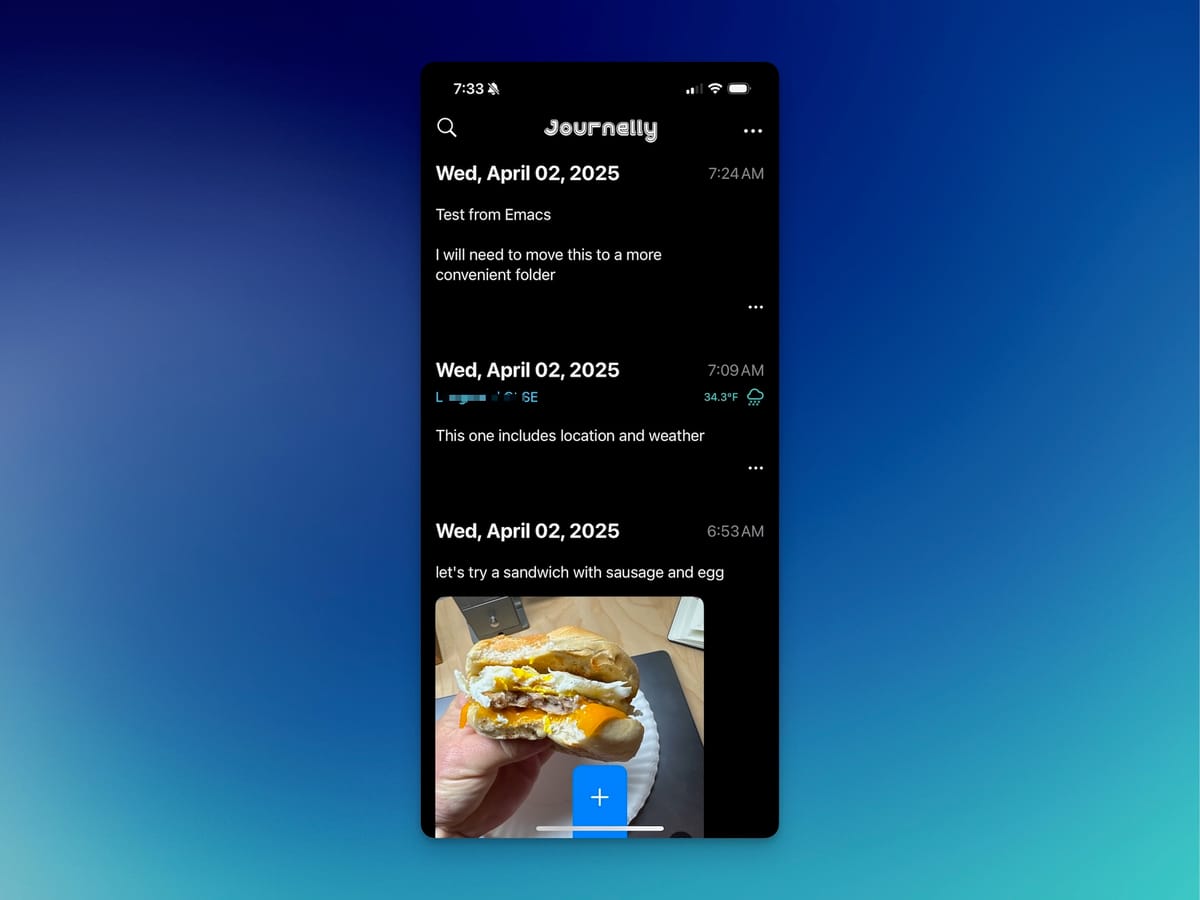 Journelly - Org mode-backed journaling for iOS