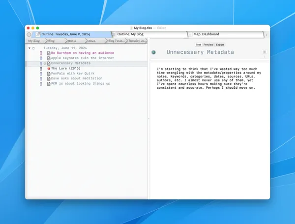 Writing a blog using Tinderbox
